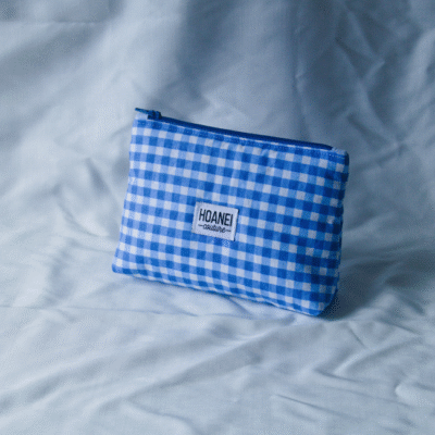 Pochette trapézoïdale vichy bleu