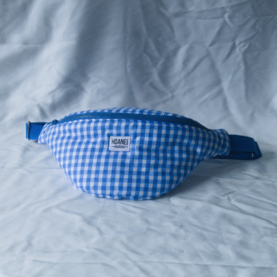 Sac banane vichy bleu (M)