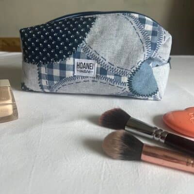 Trousse patchwork bleu