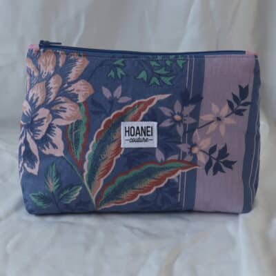 Pochette XL bleu et violette à fleurs