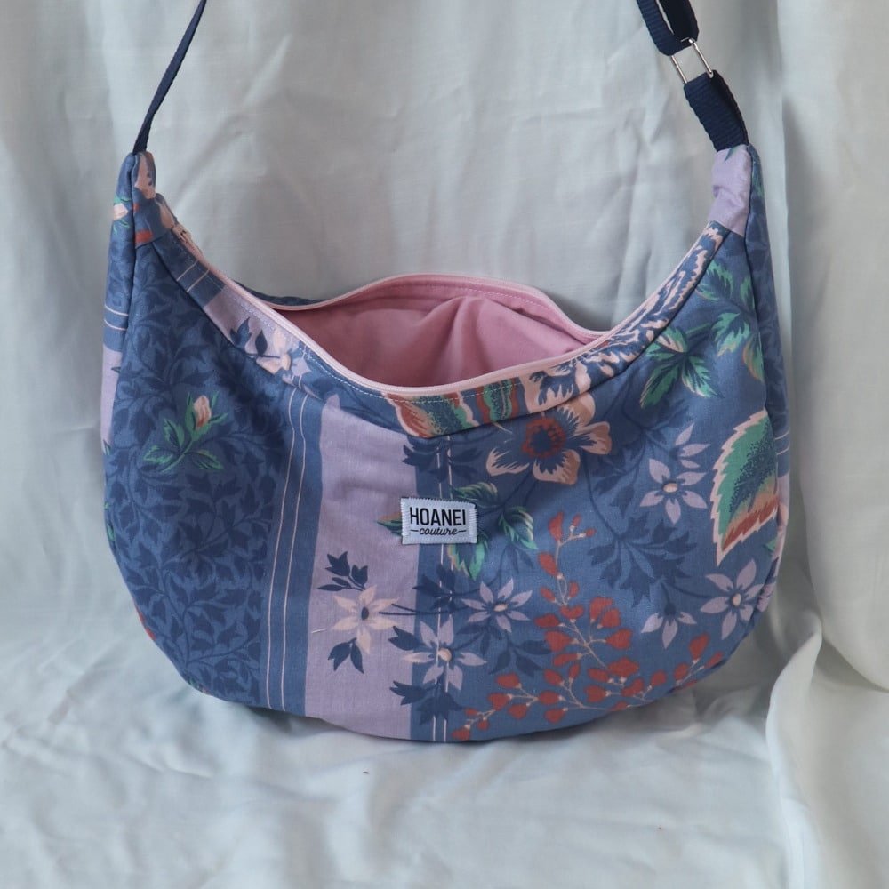 Besace bleu et violette à fleurs – Image 2