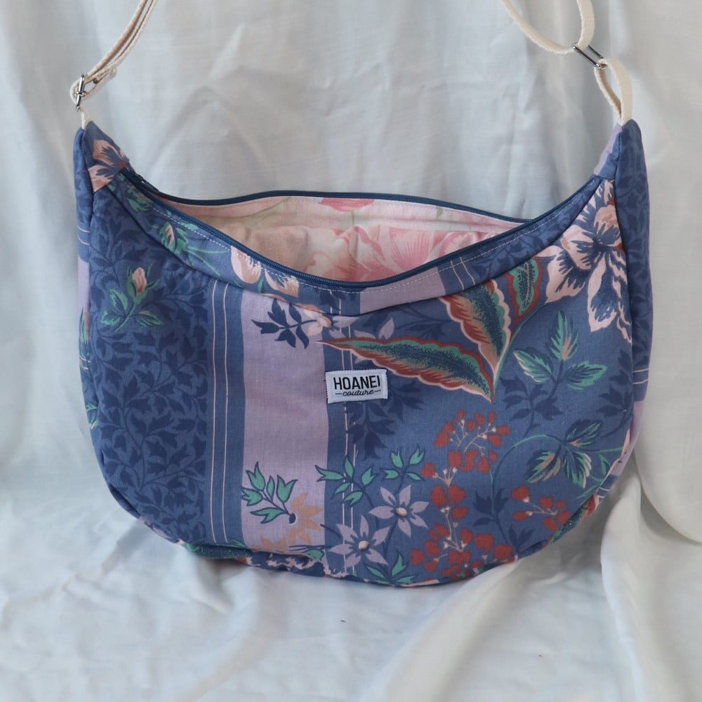 Besace bleu et violette à fleurs – Image 4