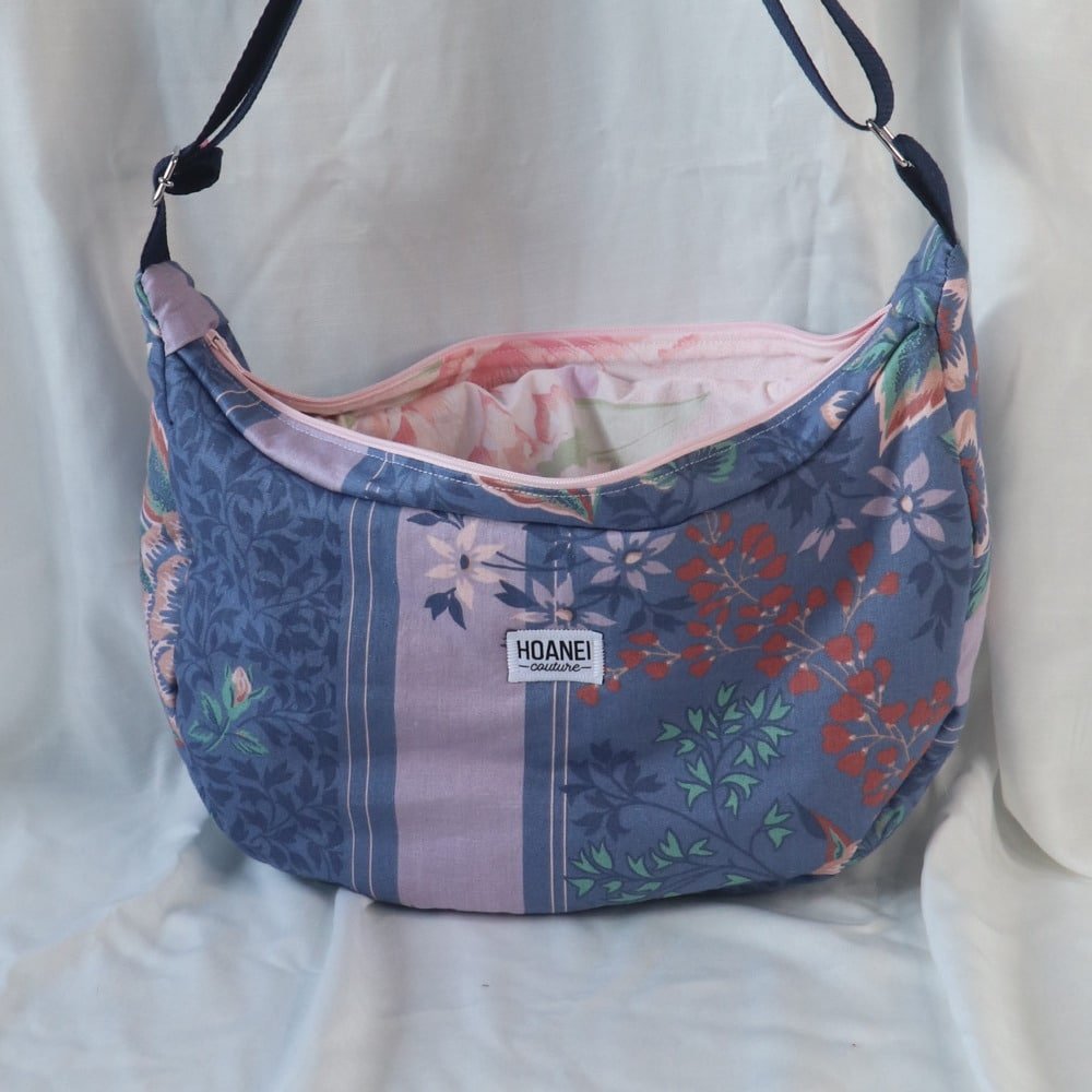 Besace bleu et violette à fleurs – Image 6