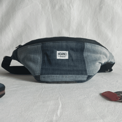 Sac banane patchwork jean (M)